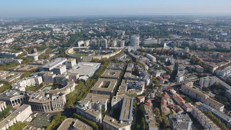Große-Ansicht-Des-Viertels-Antigone-In-Montpellier,-Frankreich,-Per-Luftdrohne.